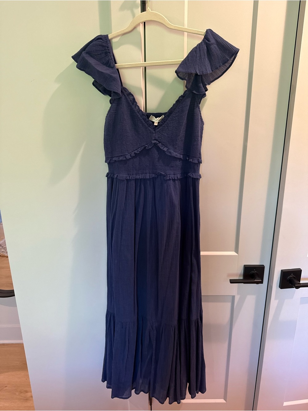 Love Shack Fancy Navy Ruffled Maxi Dress